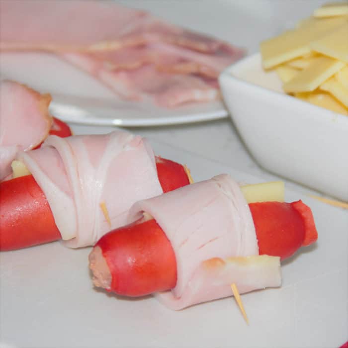 Bacon Wrapped Cheese Stuffed Frankfurters Bush Cooking