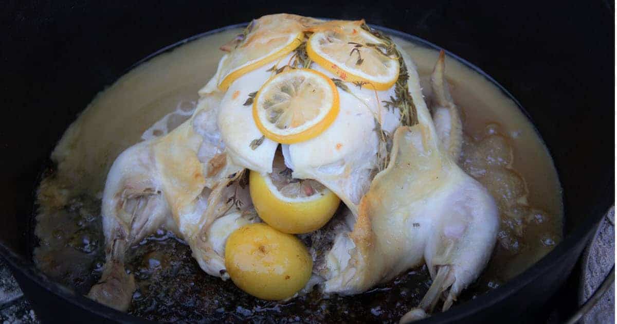 Dutch Oven Lemon Thyme Chicken | Bush Cooking