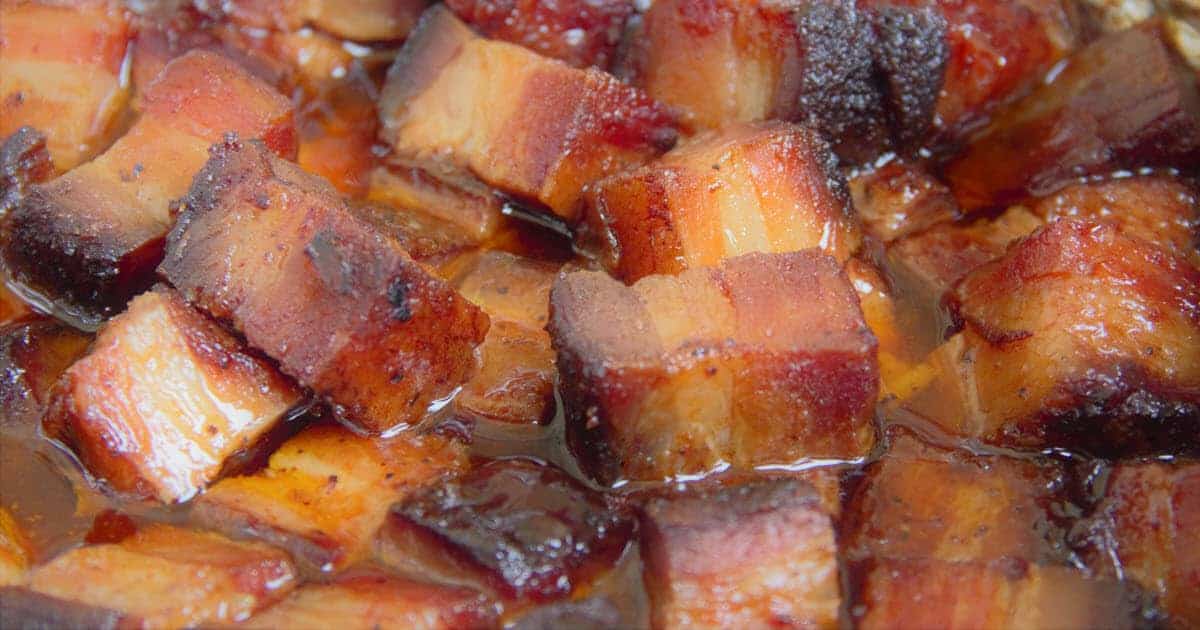 Candied Pork Belly Cubes Bush Cooking 