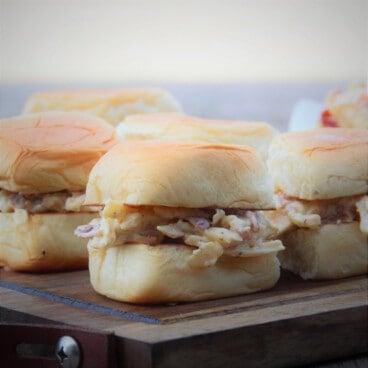 Pimento cheese spread is served on small rolls.