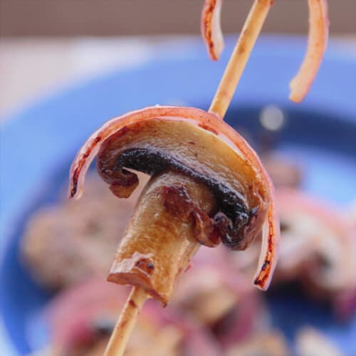 Onion and Mushroom Skewers Bush Cooking