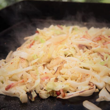 The Fried Cabbage cooked, combined, and ready to serve.