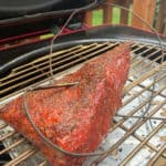 Tri tip cooking in the smoker