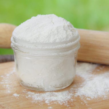 The ingredient flour in a jar