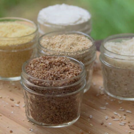 Various grains sitting in jars