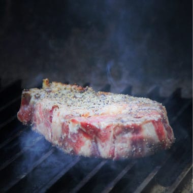 Rib eye steak Cooking on a grill