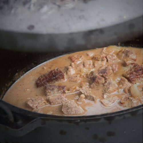 Dutch Oven Salt and Pepper Brisket Bush Cooking