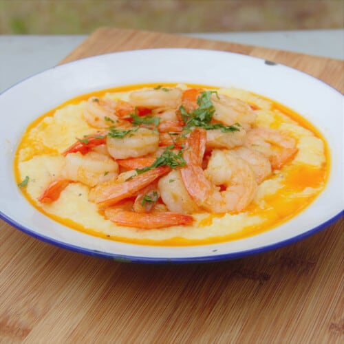 Camp Shrimp and Grits Bush Cooking