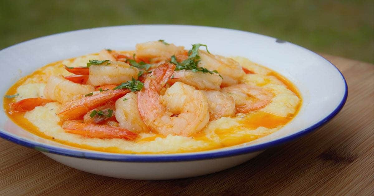 Camp Shrimp and Grits Bush Cooking