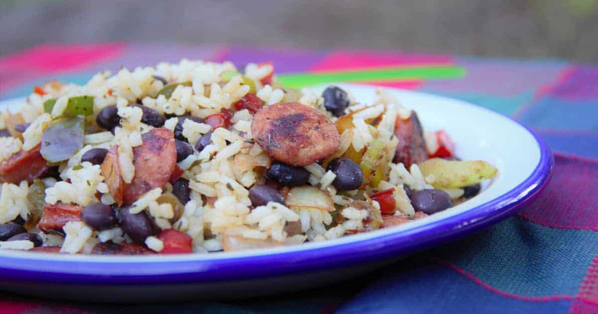 Smoked Sausage and Black Bean Rice Bush Cooking