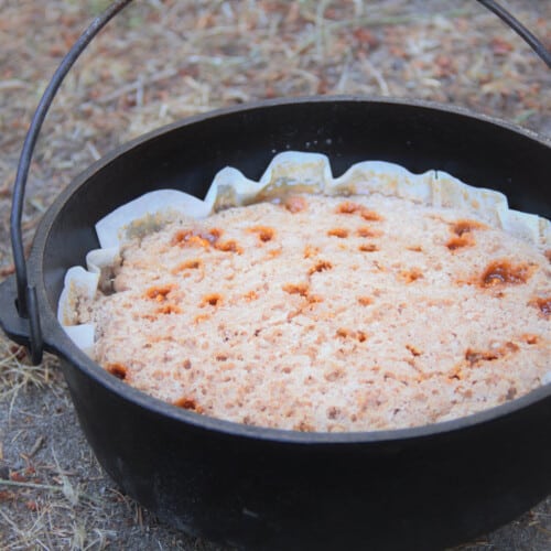 Chocolate and Cherry Dump Cake Bush Cooking