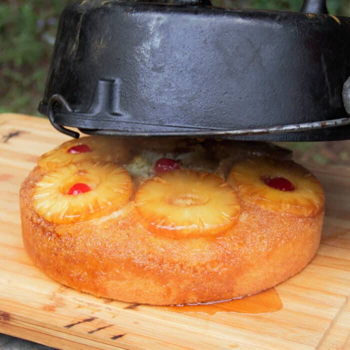 Dutch Oven Upside Down Pineapple Cake Bush Cooking