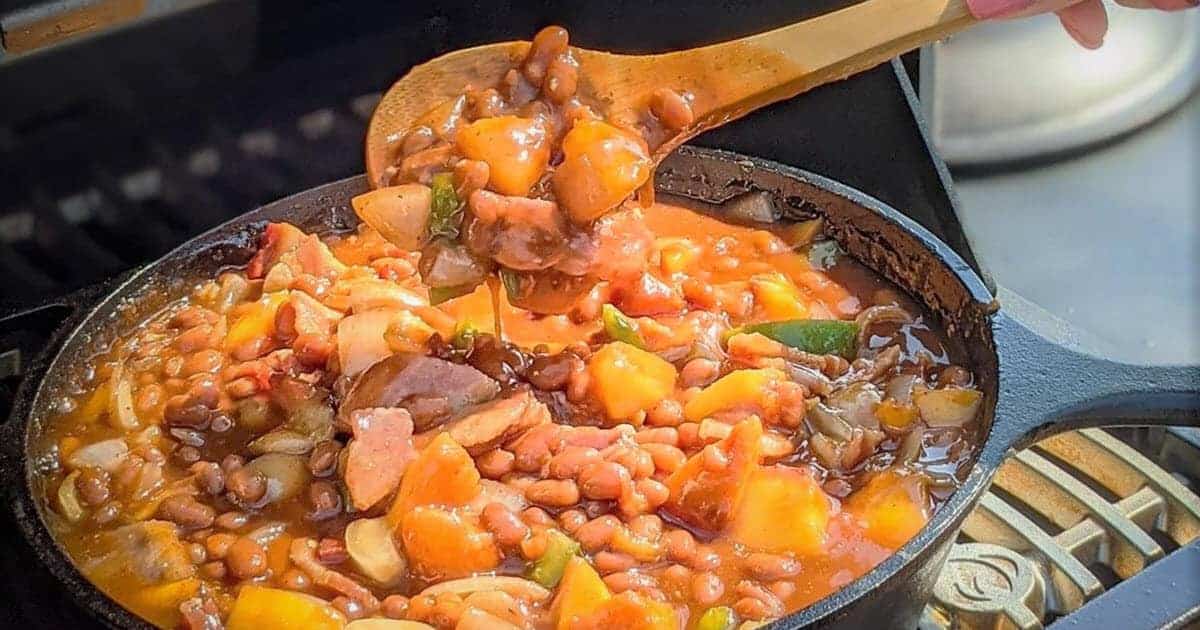 Peach Bourbon Beans Bush Cooking